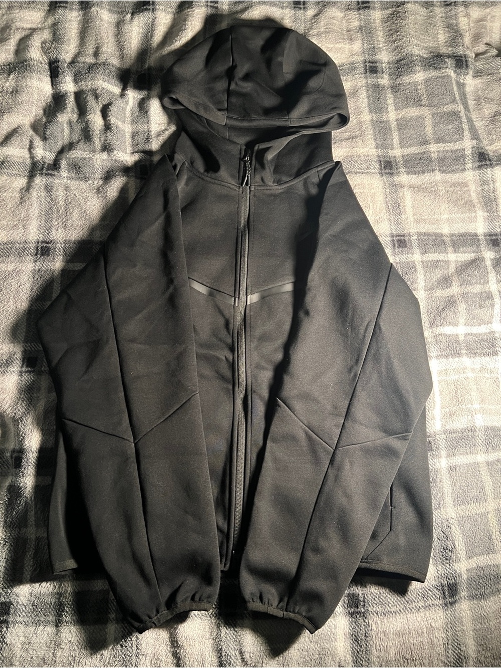 Nike Men's Black Hooded Zip-Up Sweater
